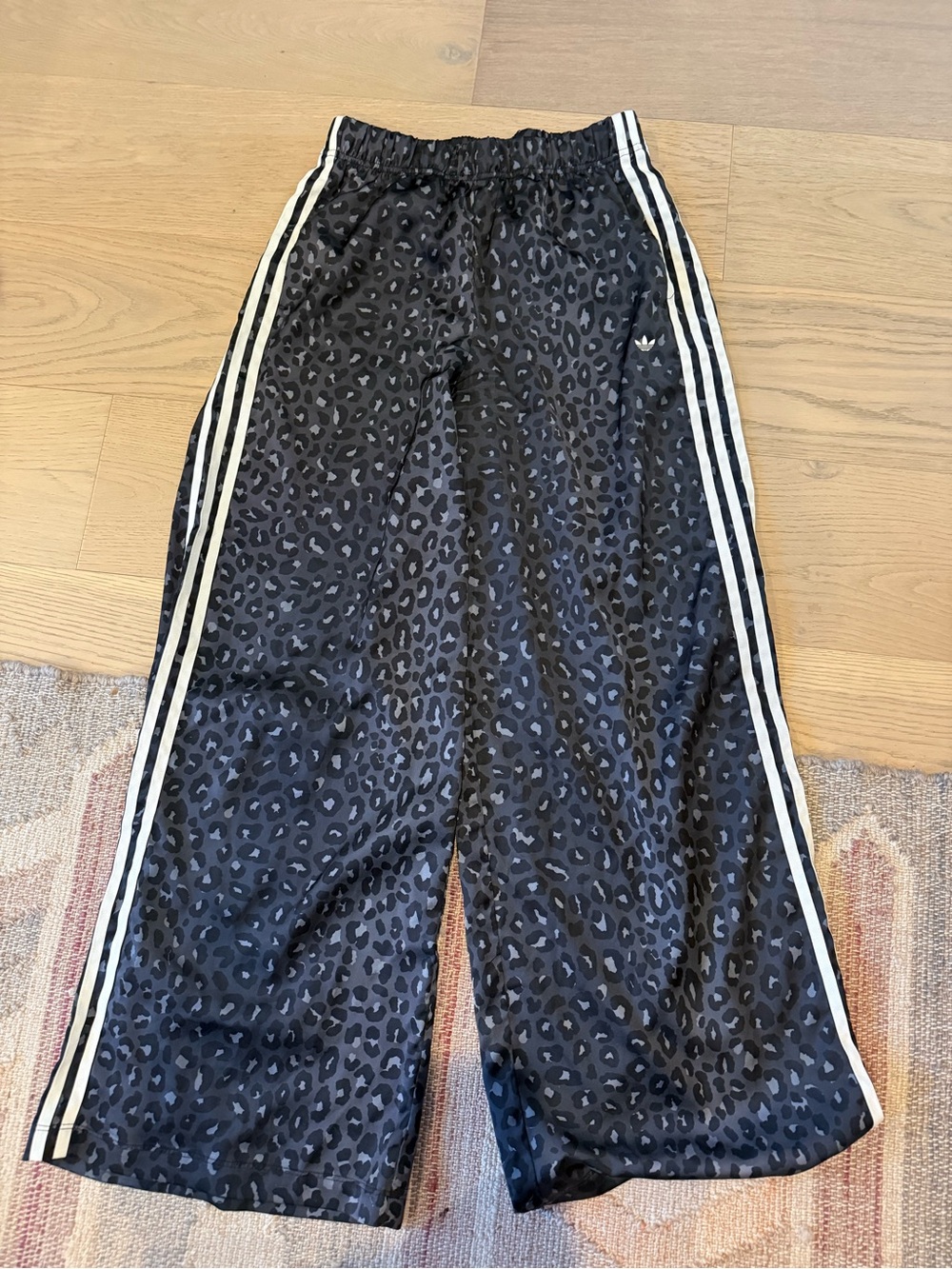adidas Originals Wide Leg Animal Print Satin Track Pants - Picture 3 of 4